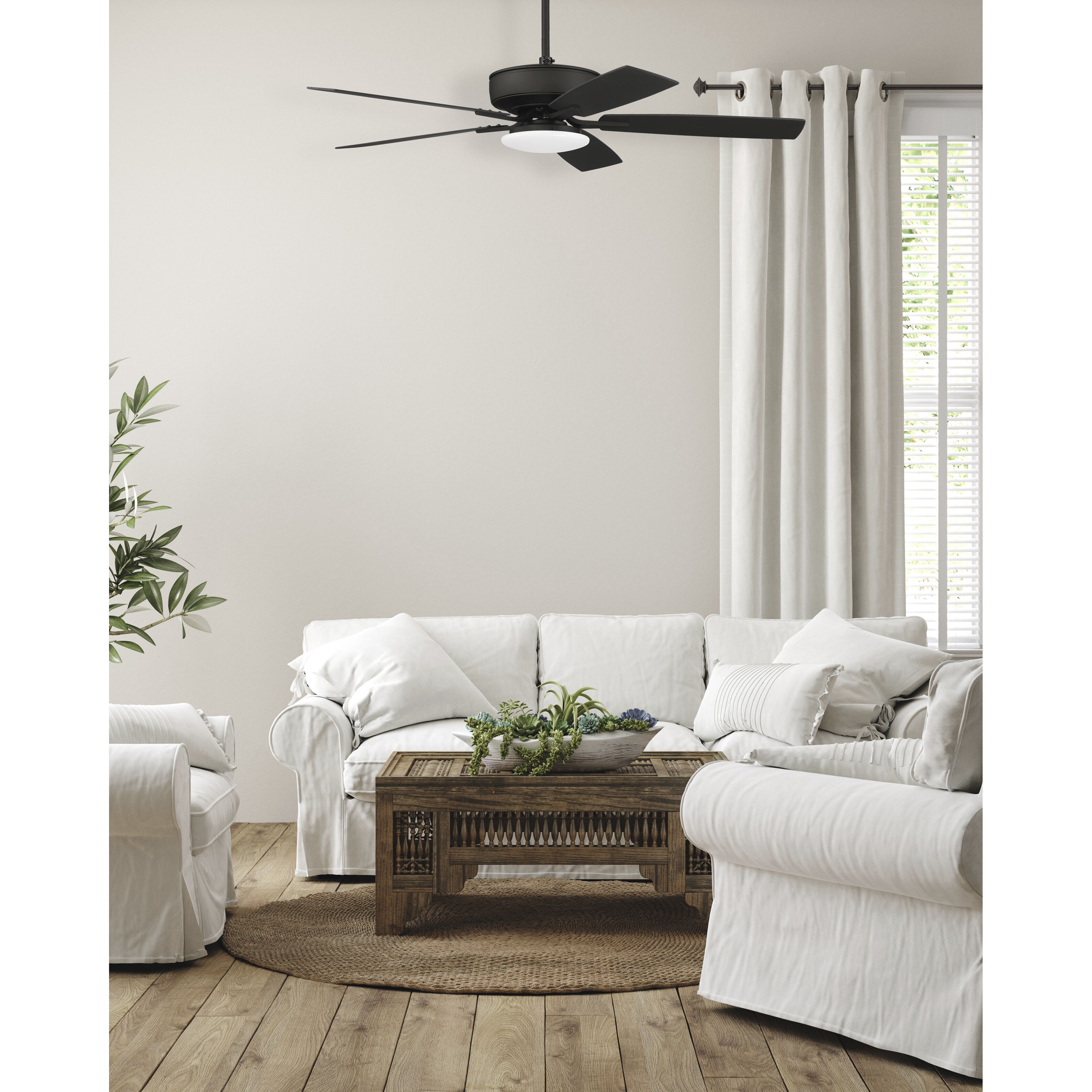 Pro Plus 112 52 inch Brushed Satin Nickel with Brushed Nickel/Greywood Blades Contractor Ceiling Fan, Slim