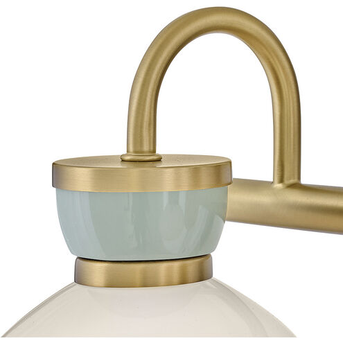 Lucy 3 Light 25 inch Lacquered Brass with Seafoam Bath Light Wall Light