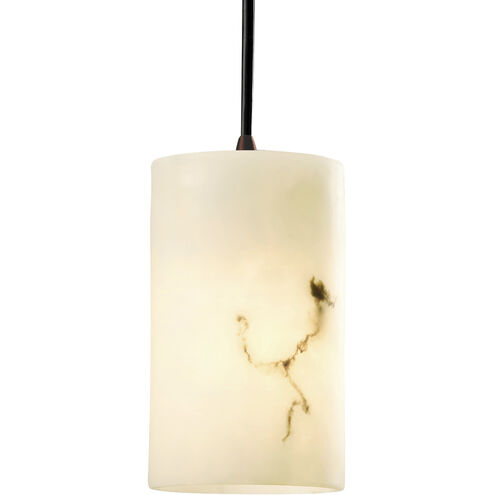 LumenAria LED 4 inch Dark Bronze Pendant Ceiling Light in 700 Lm LED, Black Cord, Cylinder with Flat Rim