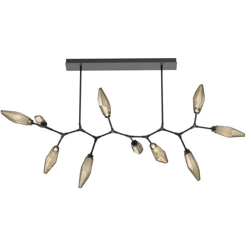 Rock Crystal LED Matte Black Linear Pendant Ceiling Light in Chilled Bronze, 2700K LED, Branch