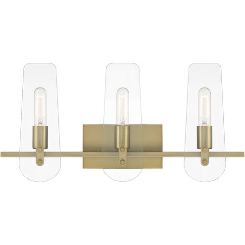 Bergen Beach 3 Light 24 inch Brushed Gold Vanity Light Wall Light