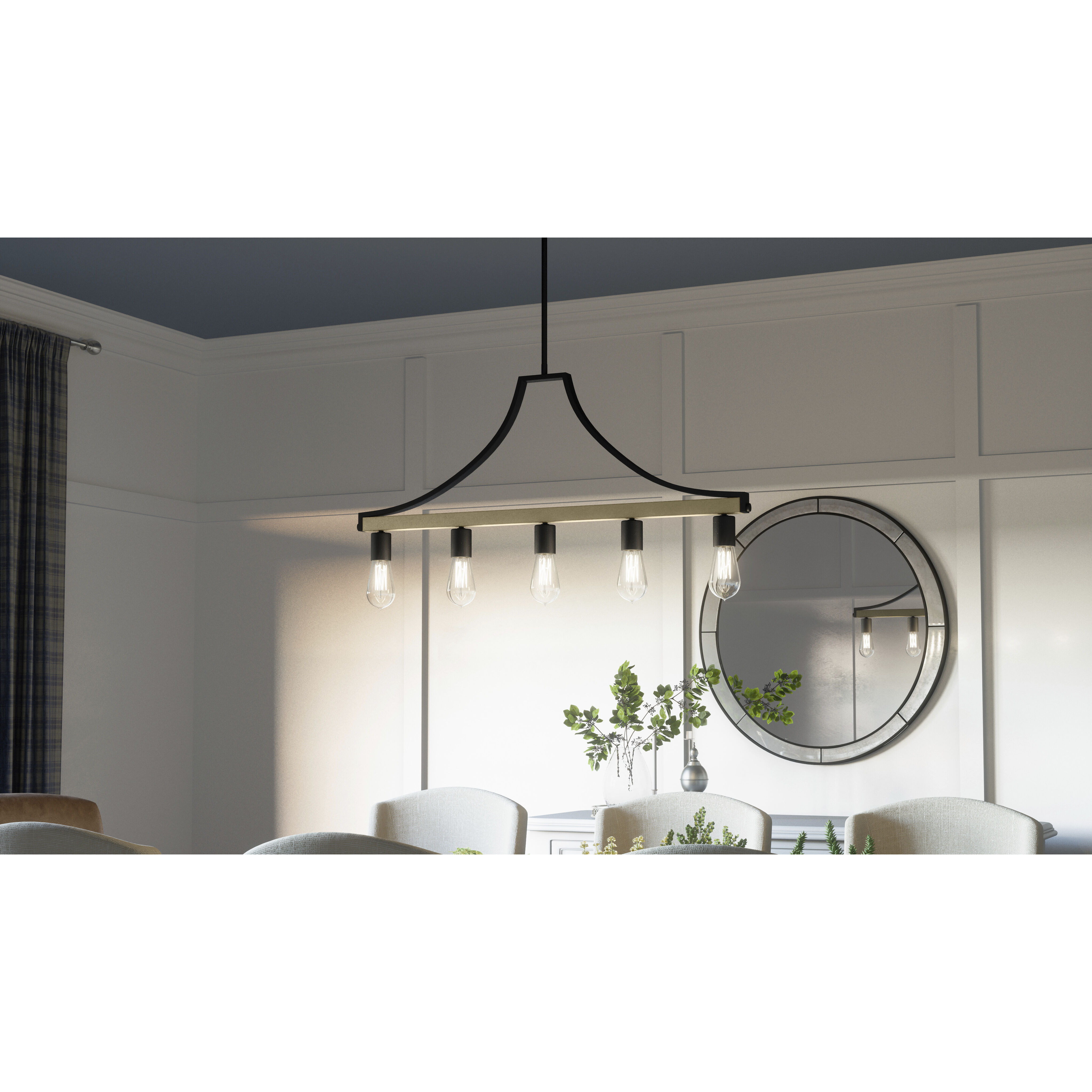 Colombes 5 Light 34 inch Grey Ash Chandelier Ceiling Light