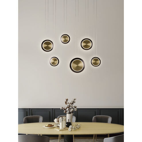Saturn LED 6 inch Antique Brass and Black Bronze Multi Pendant Ceiling Light