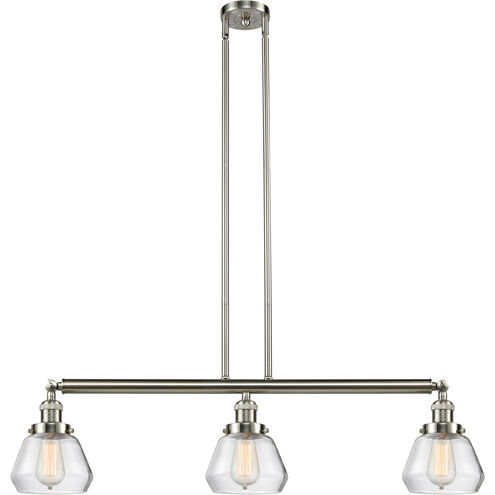 Franklin Restoration Fulton 3 Light 39 inch Brushed Satin Nickel Island Light Ceiling Light in Clear Glass, Franklin Restoration