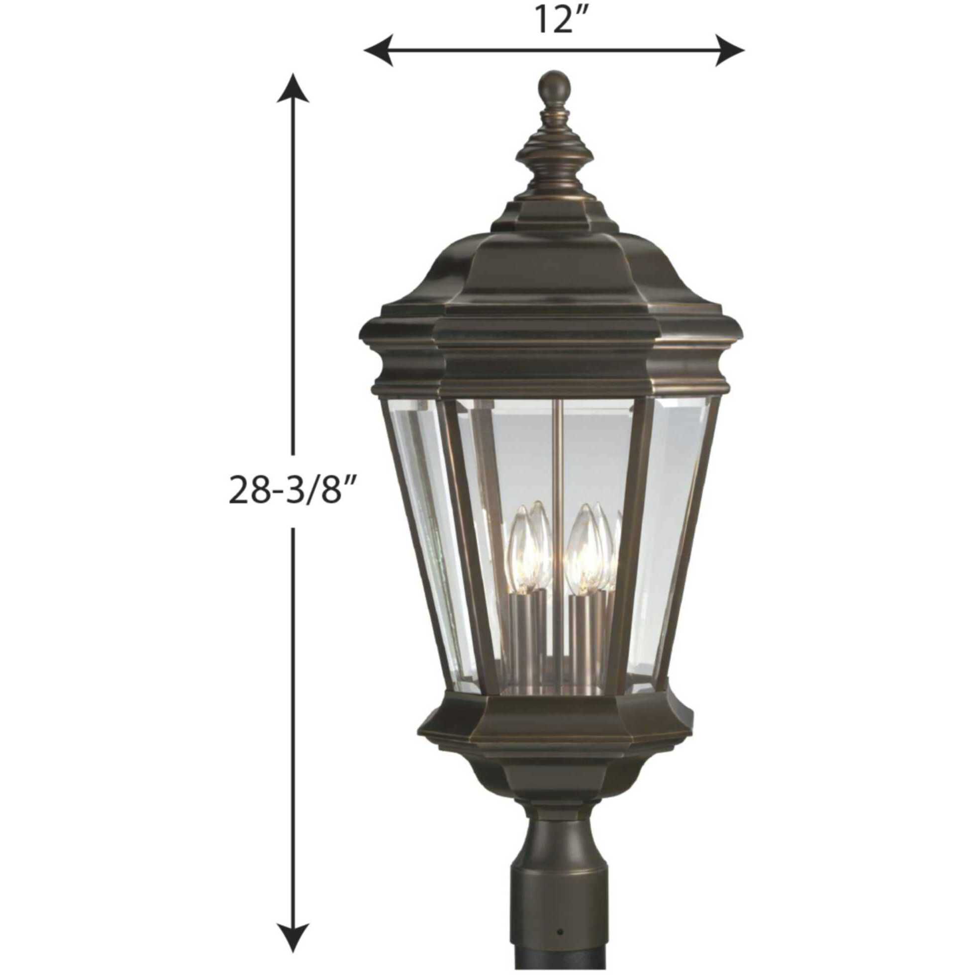 Crawford 4 Light 28 inch Oil Rubbed Bronze Outdoor Post Lantern