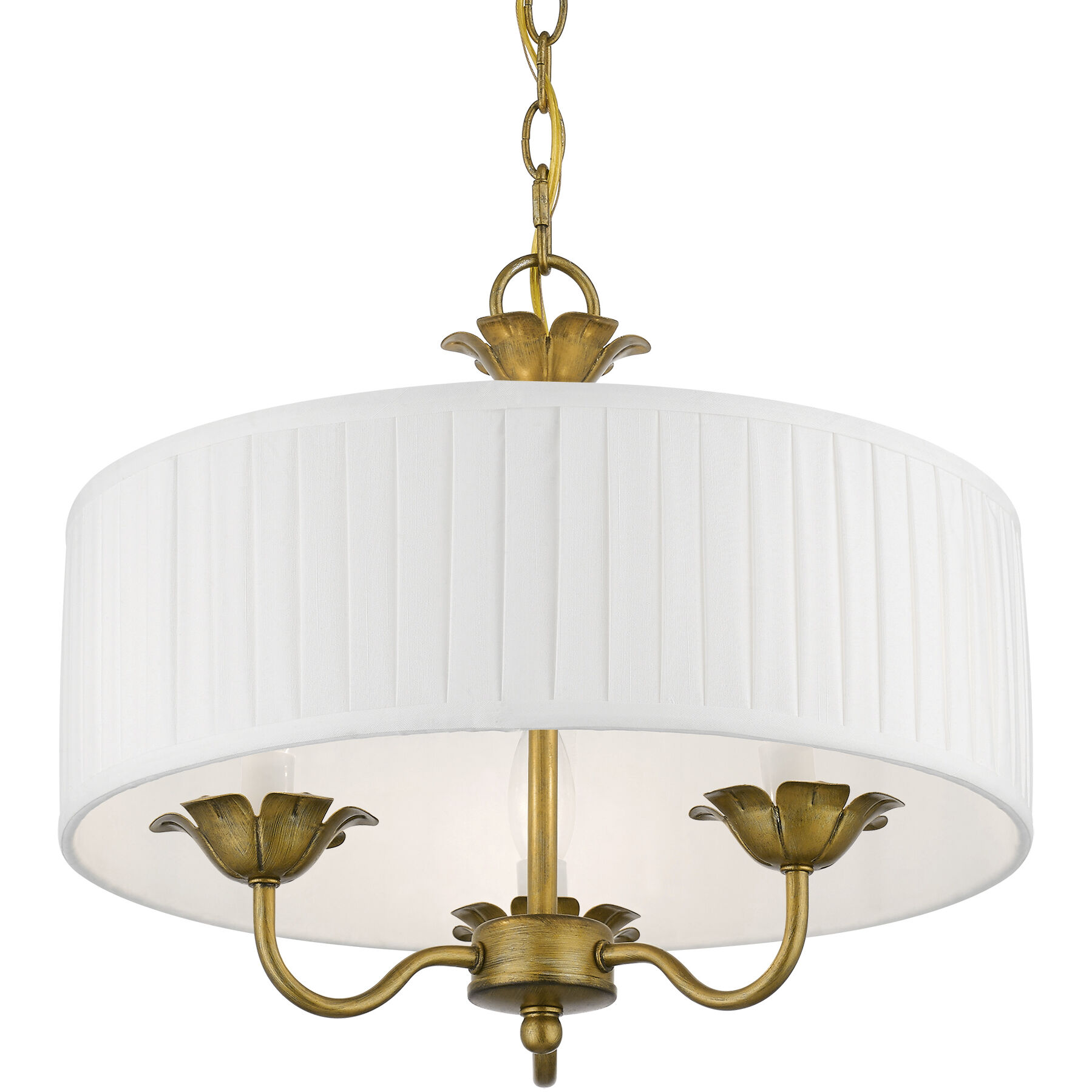 Edinburgh 3 Light 16 inch Antique Gold Leaf Pendant Chandelier Ceiling Light