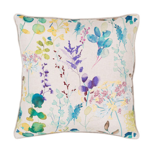 Florissant 22 X 22 inch Bright Yellow/Ivory/Aqua/Light Gray/Bright Orange Pillow Cover