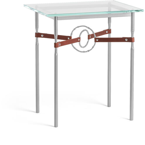 Equus 25.1 X 22 inch Vintage Platinum and Vintage Platinum Side Table in Leather British Brown