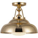 Palmetto 1 Light 12 inch Polished Brass/Glossy Opal Semi-Flush Mount Ceiling Light