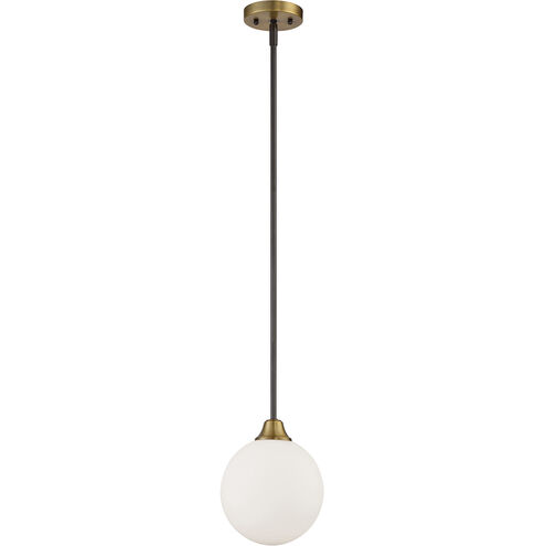 Mid-Century Modern 1 Light 8 inch Oil Rubbed Bronze with Natural Brass Mini-Pendant Ceiling Light