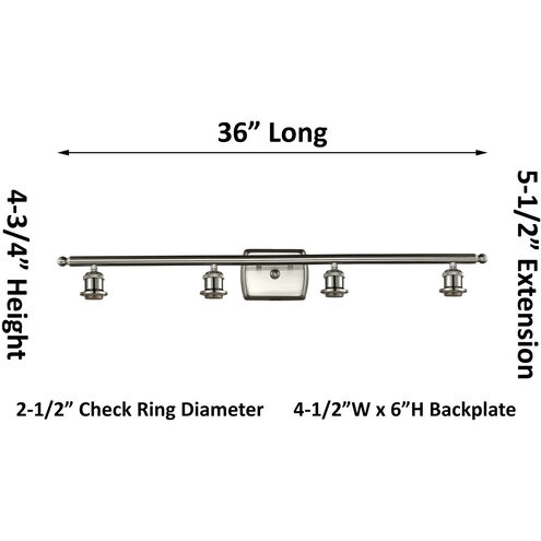 Ballston Bristol Natural II 4 Light 37.5 inch Brushed Satin Nickel Bath Vanity Light Wall Light