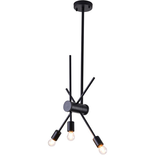 Canada 3 Light 6 inch Matte Black Chandelier Ceiling Light