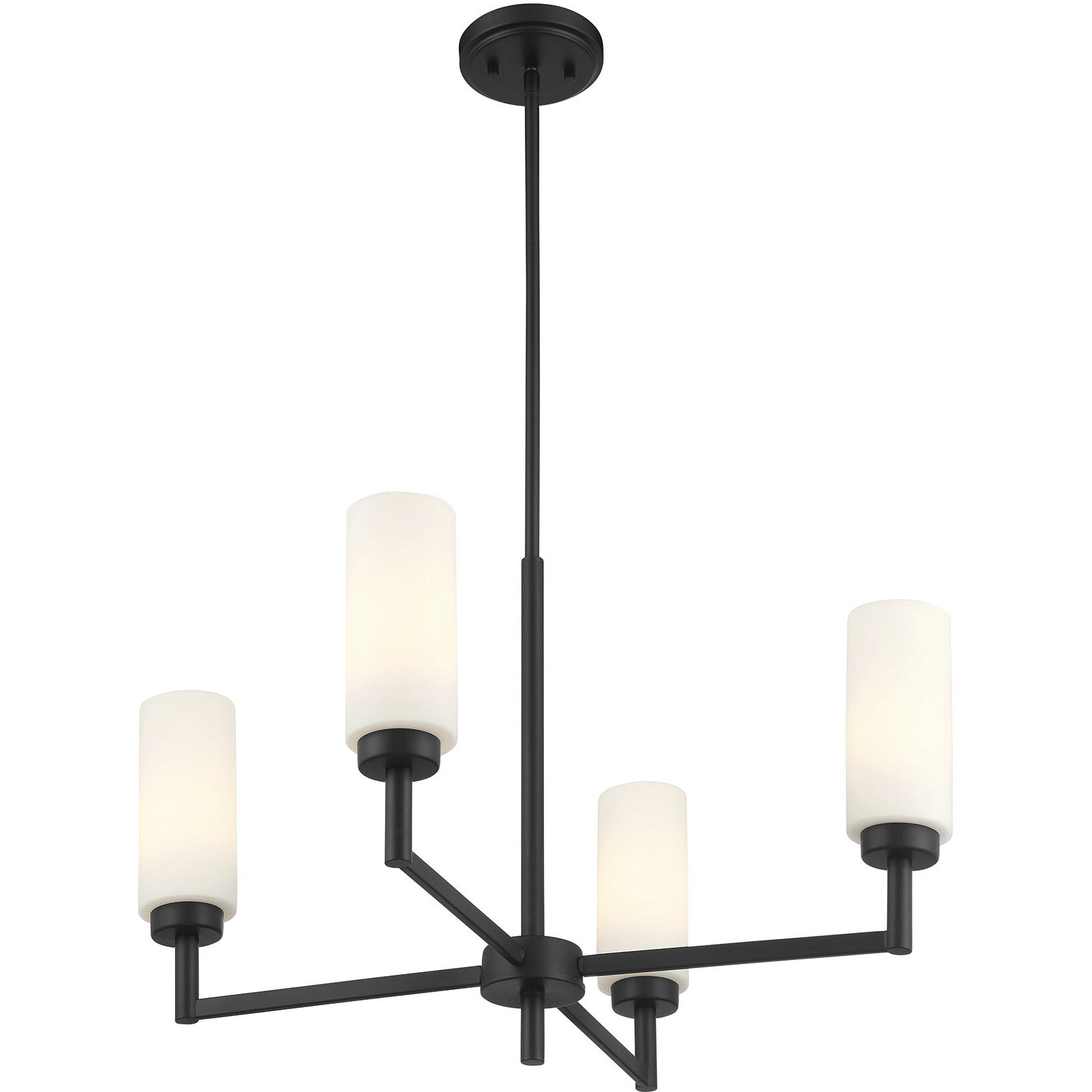 Contemporary 4 Light 26 inch Matte Black Chandelier Ceiling Light