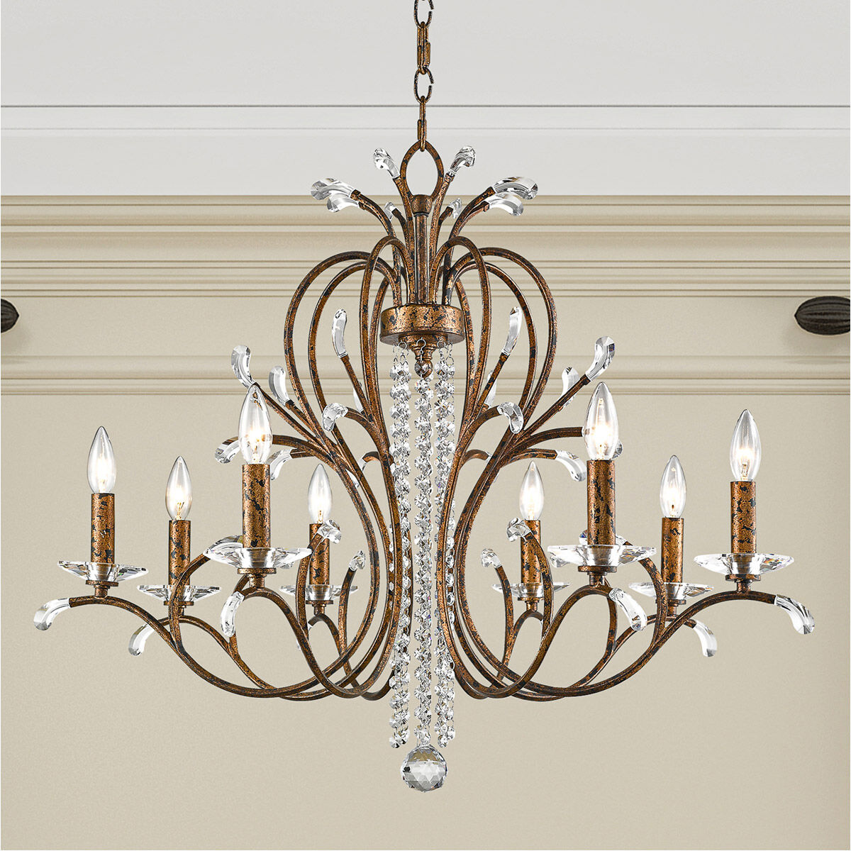 Serafina 8 Light 33 inch Hand Applied Venetian Golden Bronze Chandelier Ceiling Light