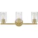Leta 3 Light 22.75 inch Lacquered Brass Bath Light Wall Light