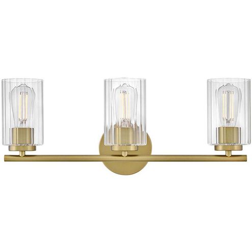 Leta 3 Light 22.75 inch Lacquered Brass Bath Light Wall Light