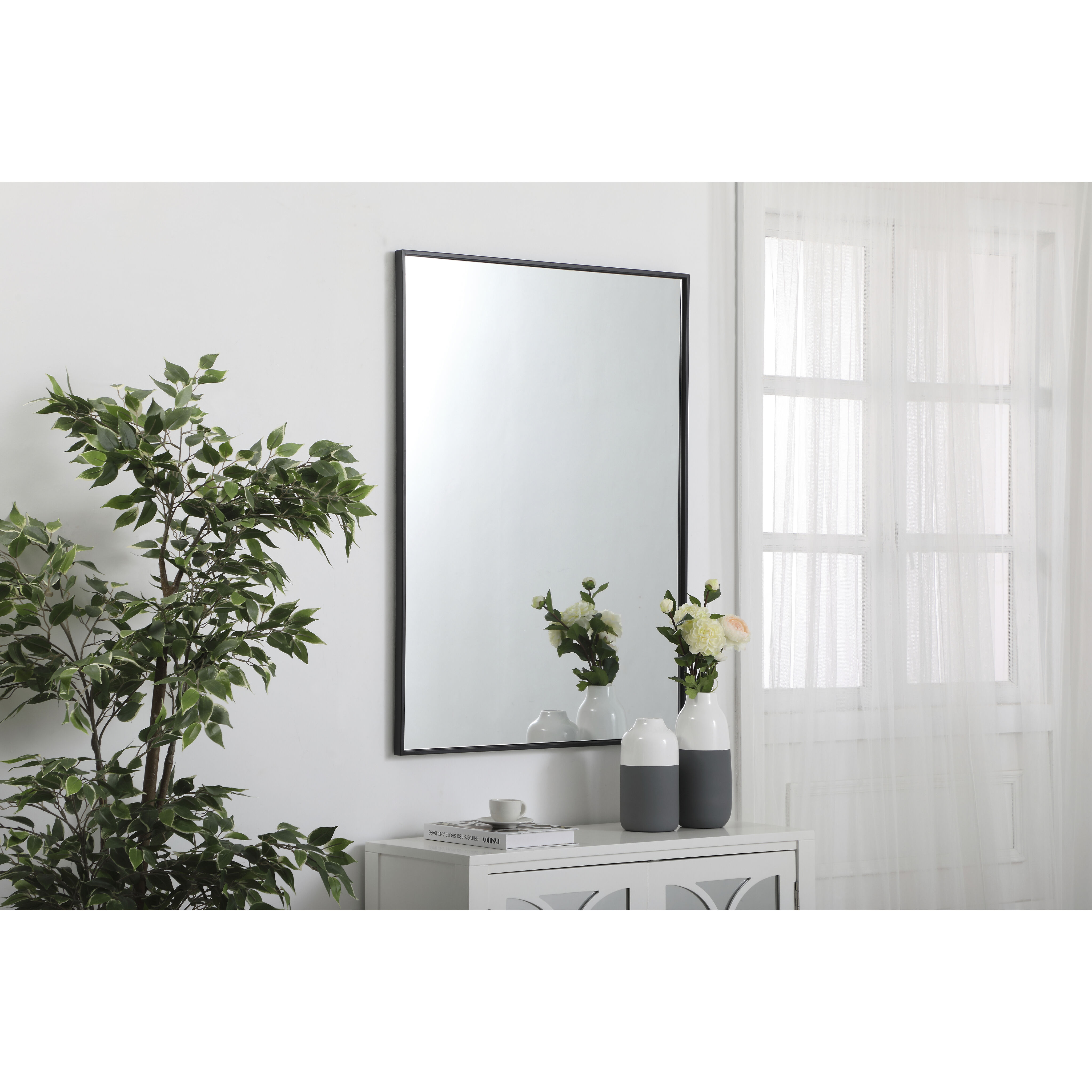 Monet 40 X 30 inch Black Wall Mirror