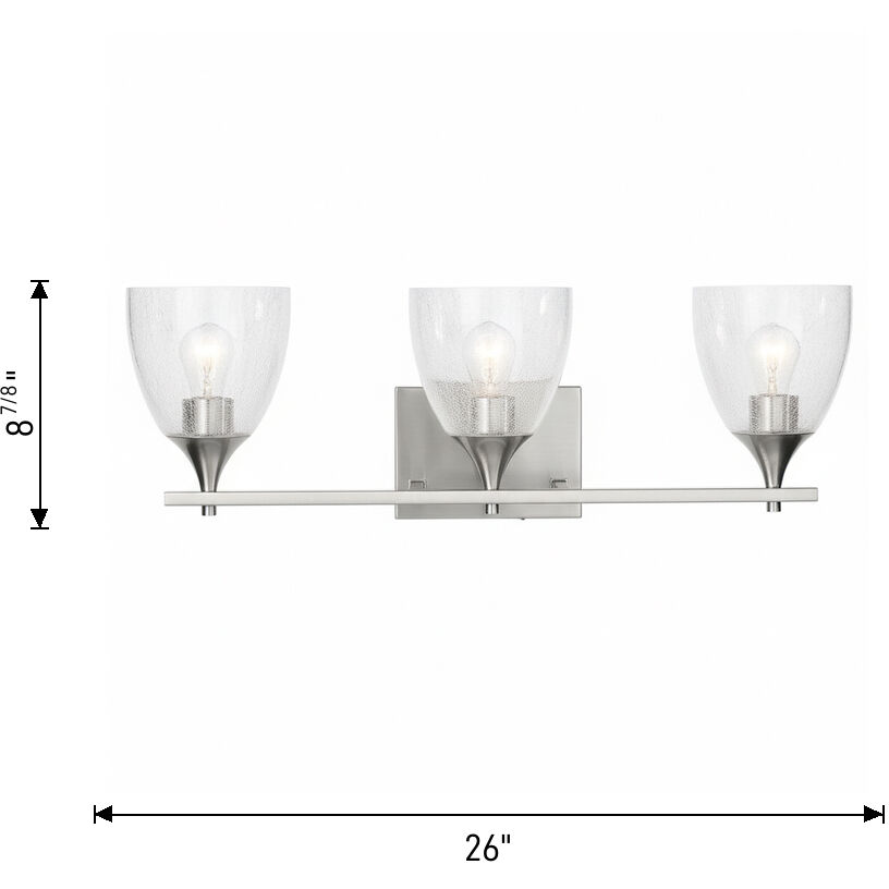 Drew & Jonathan Toffino 3 Light 26 inch Brushed Steel Wall Bath Fixture Wall Light in Milk Glass