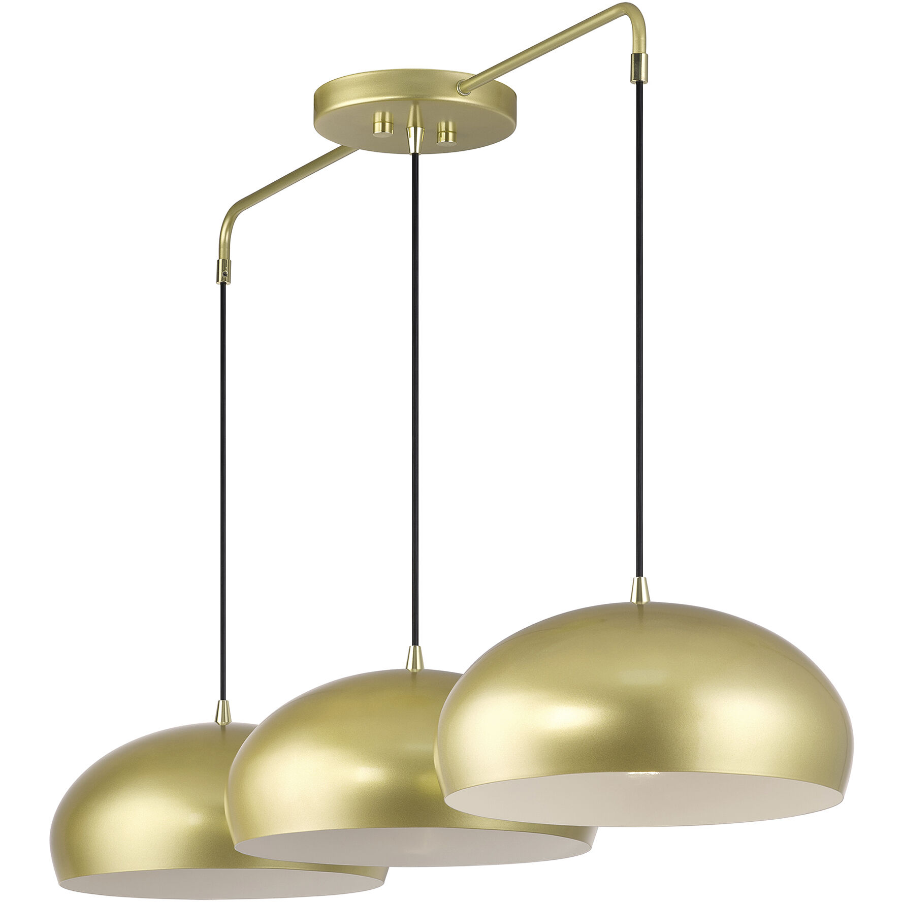 Domma 3 Light 48 inch Soft Gold with Polished Brass Accents Linear Chandelier Ceiling Light, Extra Large