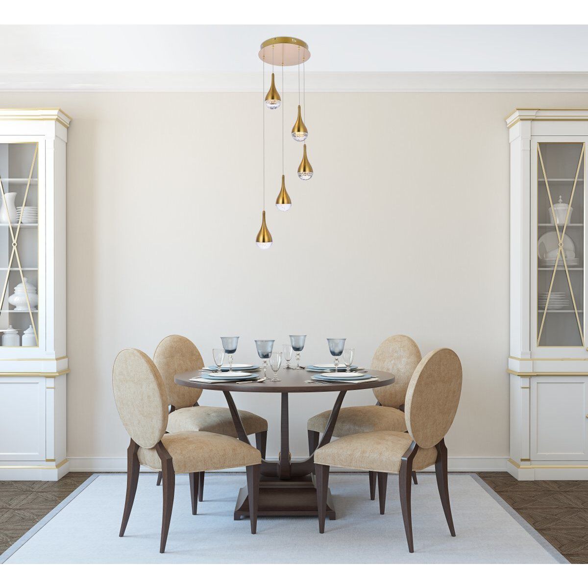 Amherst 5 Light 14.5 inch Satin Gold Pendant Ceiling Light