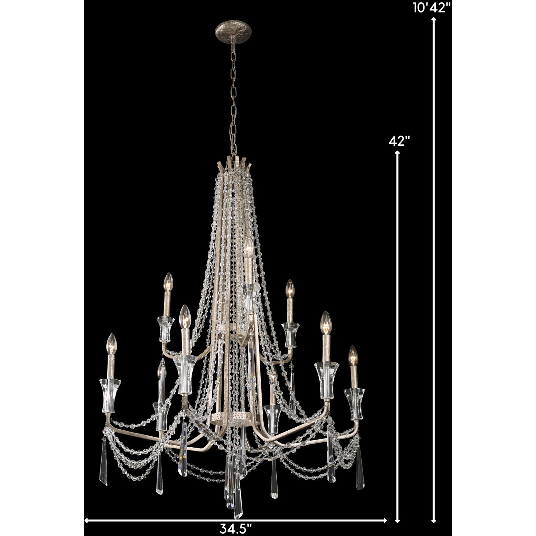 Barcelona 9 Light 34.5 inch Transcend Silver Chandelier Ceiling Light