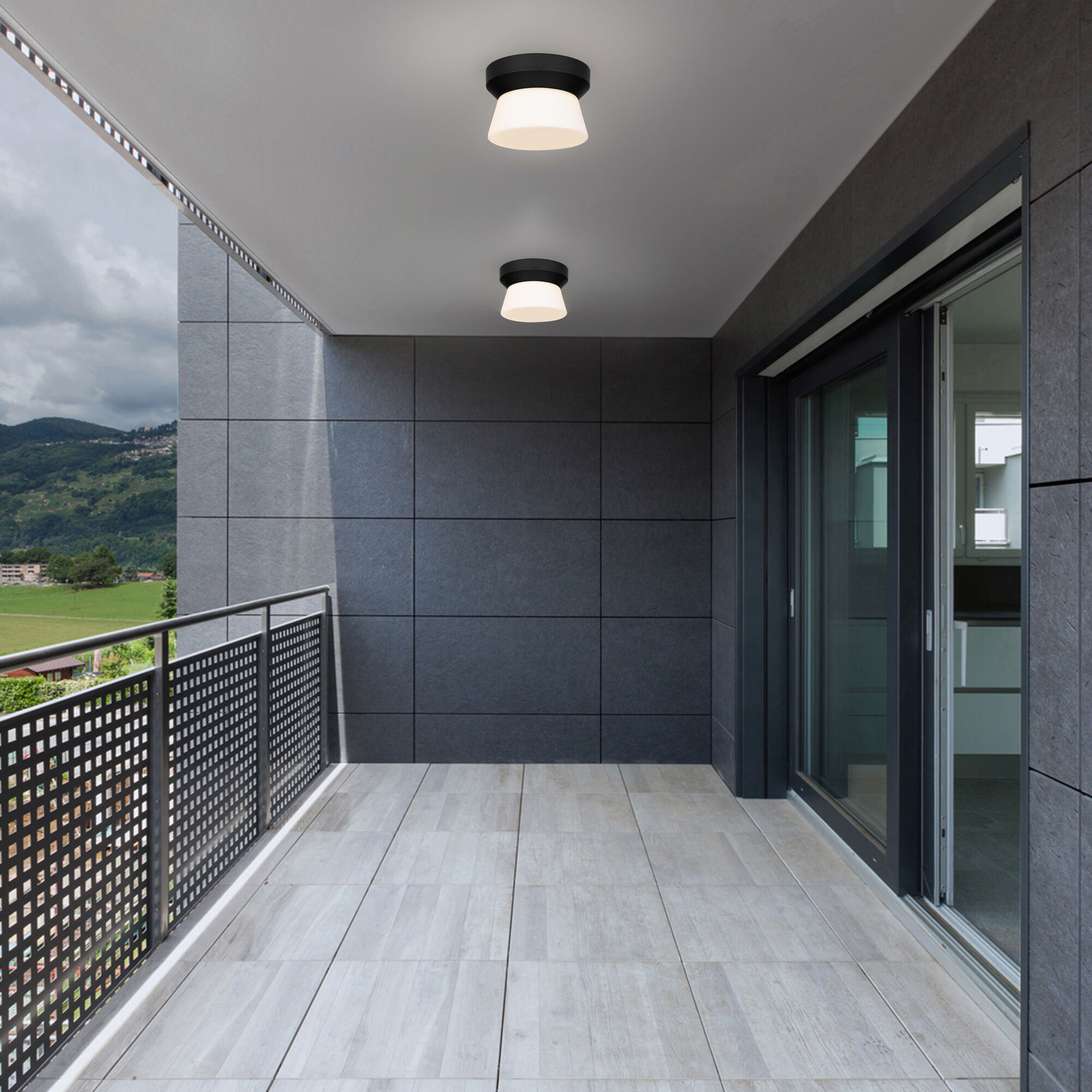 Skirt LED 7 inch Sand Black Outdoor Flush Mount