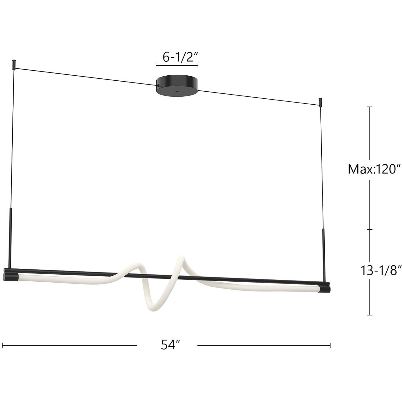 Cursive LED 54 inch Black Linear Pendant Ceiling Light