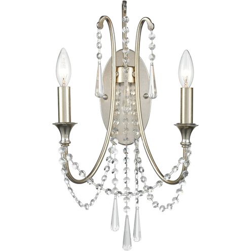 Arcadia 2 Light 11.25 inch Antique Silver Sconce Wall Light