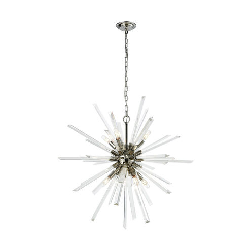 Ice Geist 8 Light 33 inch Polished Nickel and Clear Crystal Pendant Ceiling Light