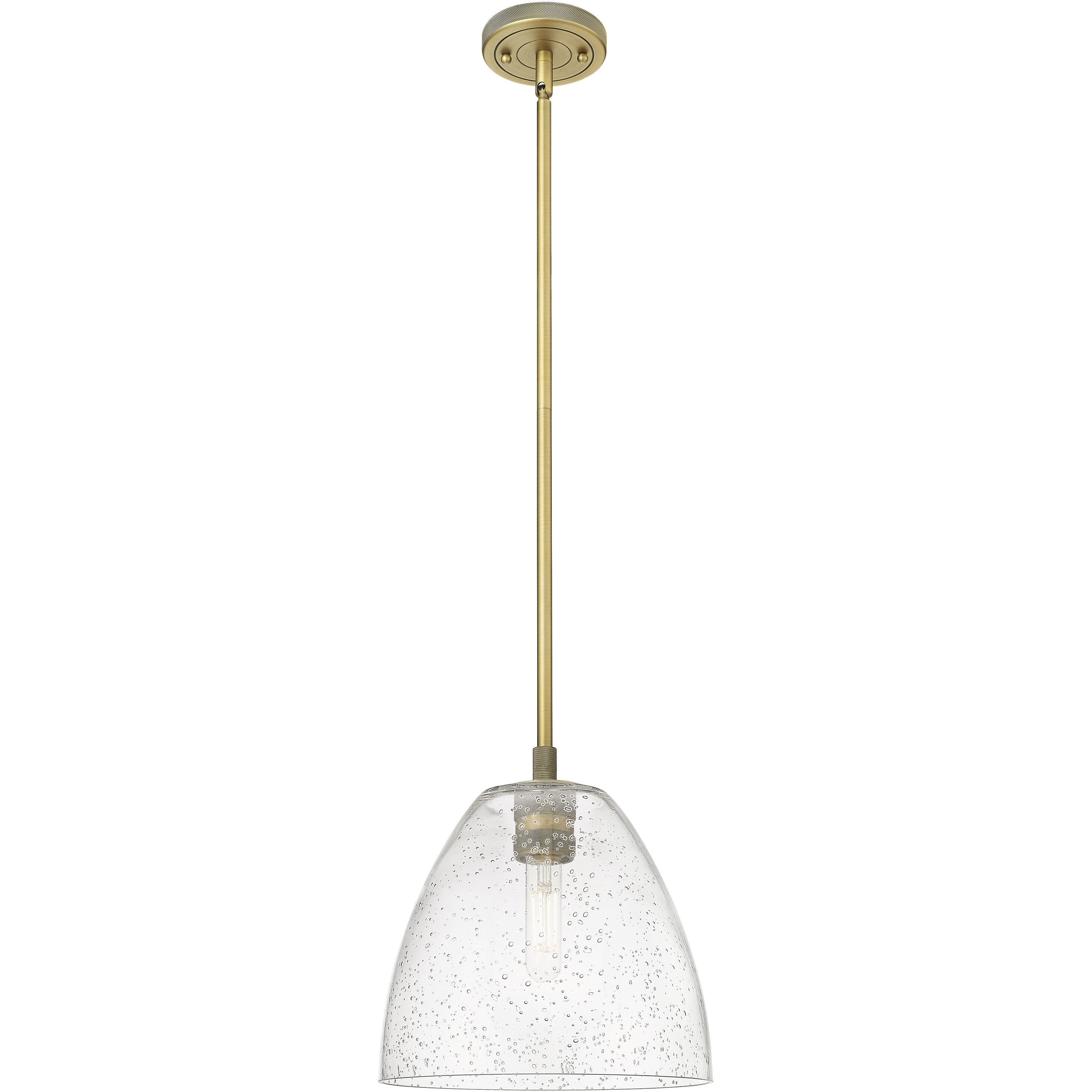 Crown Point 1 Light 9 inch Brushed Brass Pendant Ceiling Light in Seedy Glass