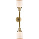 Franklin Restoration Small Bell 2 Light 16 inch Brushed Brass Bath Vanity Light Wall Light in Matte White Glass, Franklin Restoration