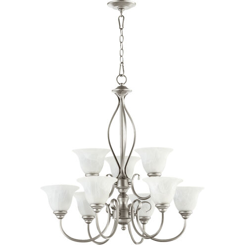 Spencer 9 Light 29 inch Classic Nickel Chandelier Ceiling Light in Faux Alabaster