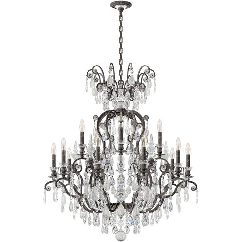 Renaissance Rock Crystal 16 Light 38 inch Heirloom Bronze Chandelier Ceiling Light in Rock Clear