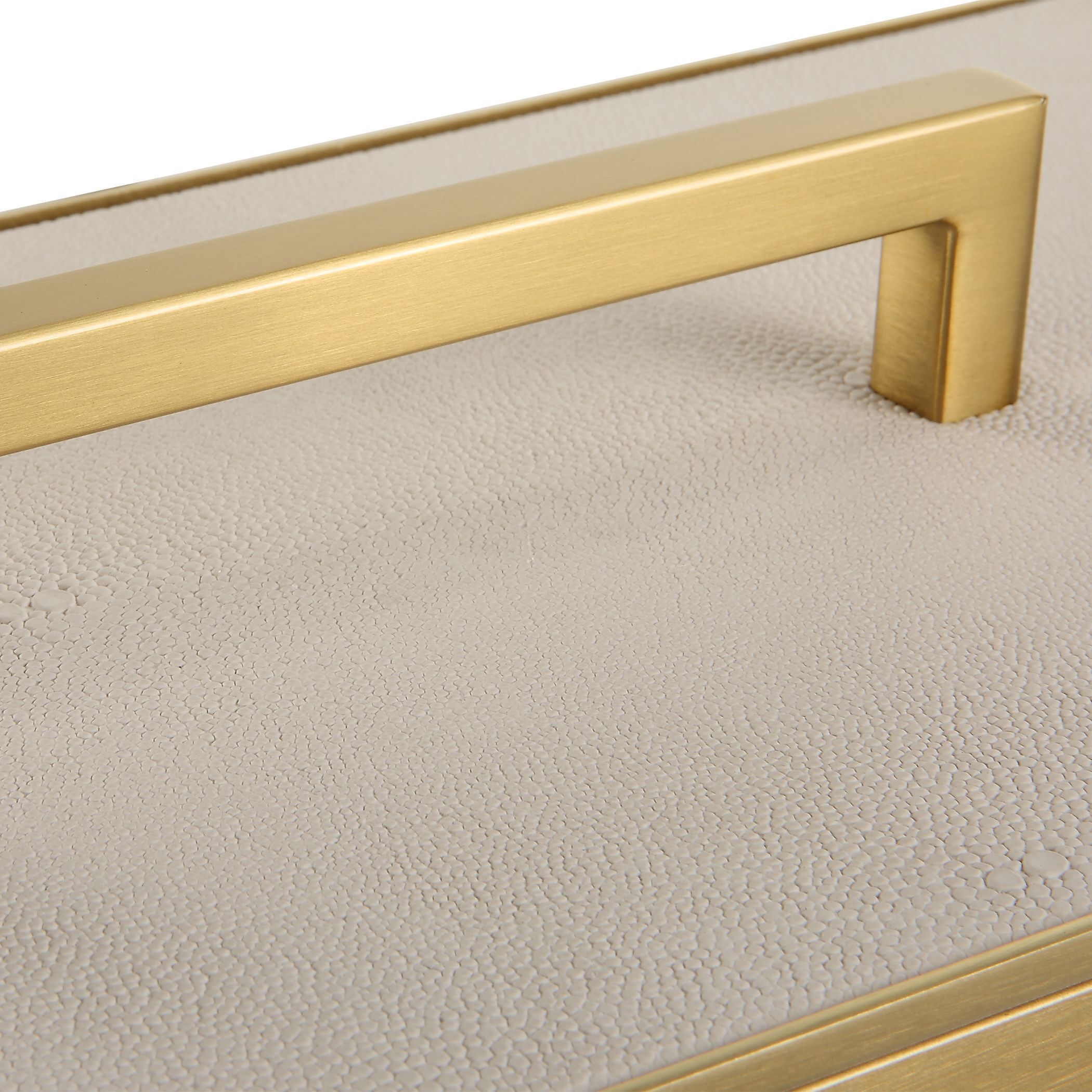 Wessex 14 inch Classic Brass and White Faux Shagreen Box