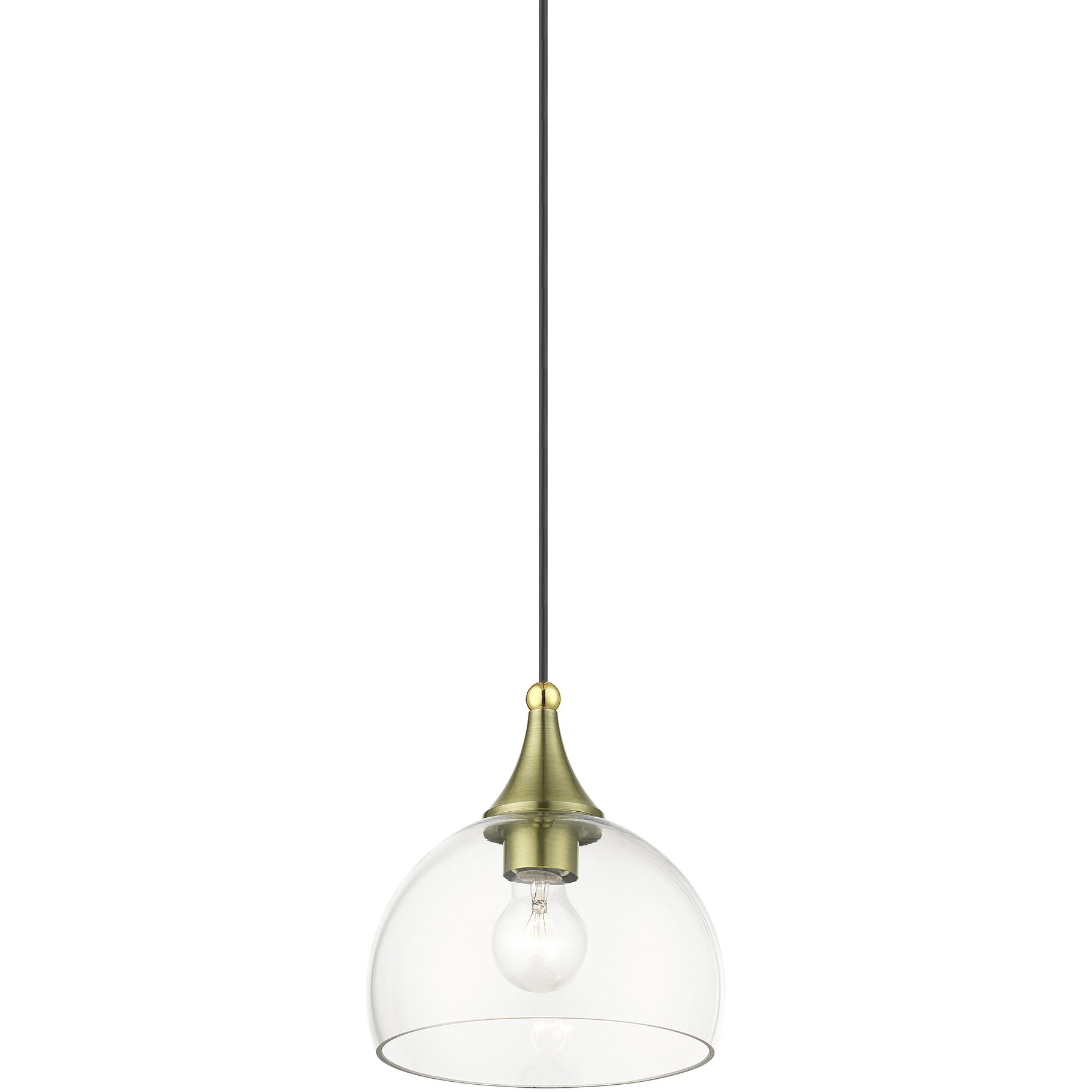 Glendon 1 Light 8.25 inch Antique Brass with Polished Brass Finish Accents Glass Pendant Ceiling Light in Antique Brass with Polished Brass Accents