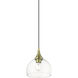 Glendon 1 Light 8.25 inch Antique Brass with Polished Brass Finish Accents Glass Pendant Ceiling Light in Antique Brass with Polished Brass Accents