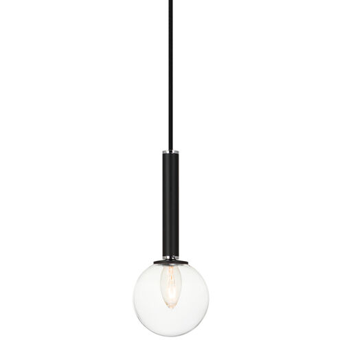 Stellar 1 Light 5 inch Black Pendant Ceiling Light in Black and Clear