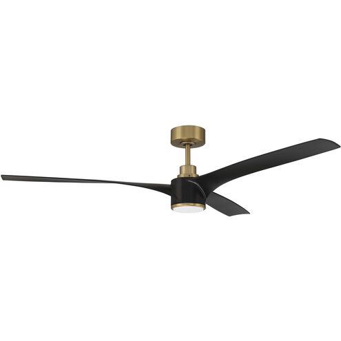 Phoebe 60 inch Flat Black/Satin Brass with Flat Black Blades Ceiling Fan in Flat Black and Satin Brass, Blades Included