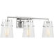 Drew & Jonathan Crofton 3 Light 24 inch Chrome Vanity Light Wall Light in Clear Crackle Glass