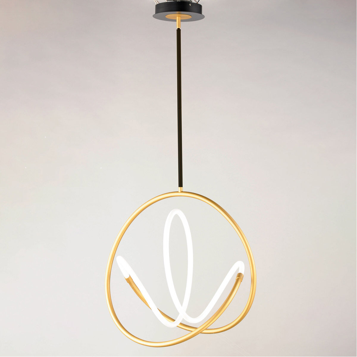 Mobius LED 20 inch Black and Gold Single Pendant Ceiling Light