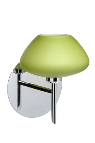 Peri LED 5 inch Chrome Mini Sconce Wall Light in Chartreuse Glass