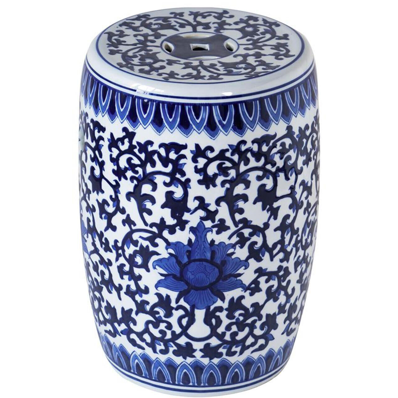 Garden 15.9 inch Blue and White Stool