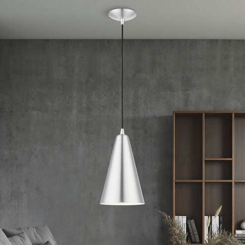 Dulce 1 Light 7 inch Brushed Aluminum with Polished Chrome Accents Mini Pendant Ceiling Light