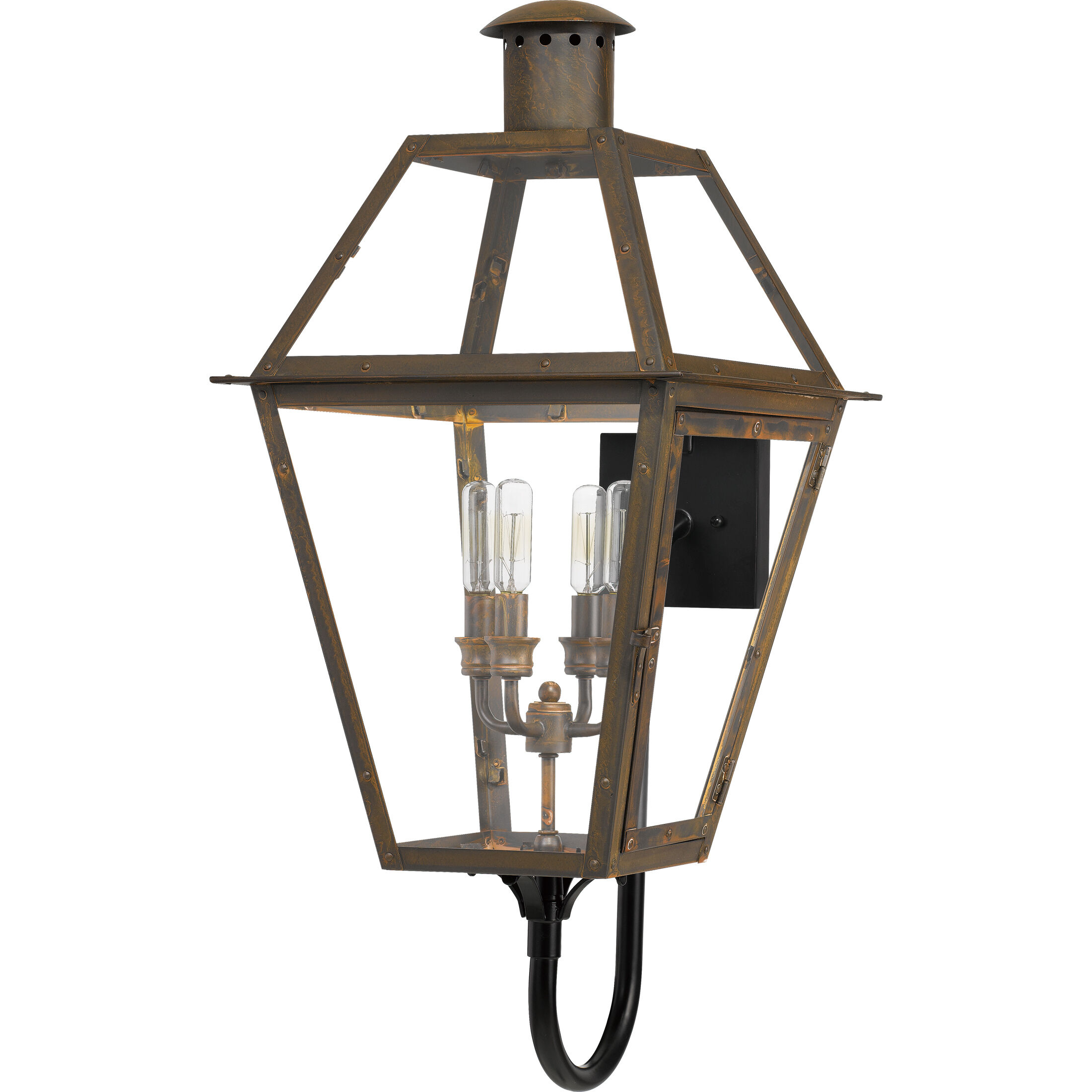 Rue De Royal 4 Light 30 inch Industrial Bronze Outdoor Wall Lantern