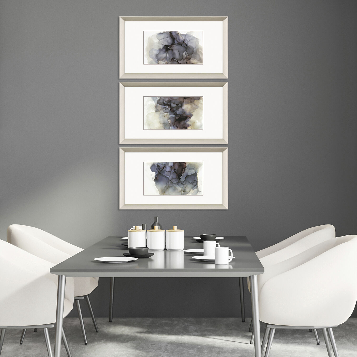 Abstract Gray and Beige and Black and Neutral Framed Art