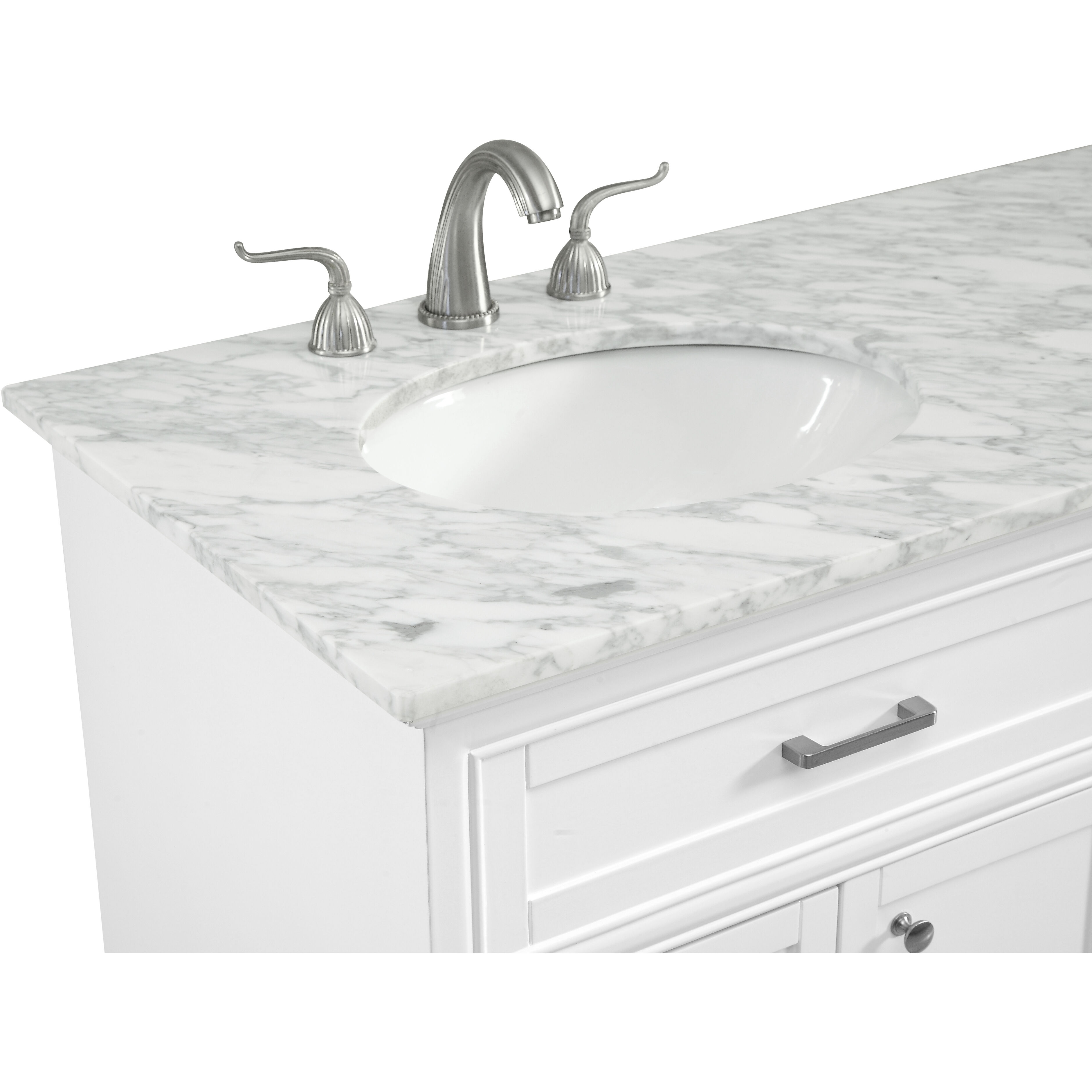 Americana 60 X 35 inch White with Carrara White Marble Vanity Set