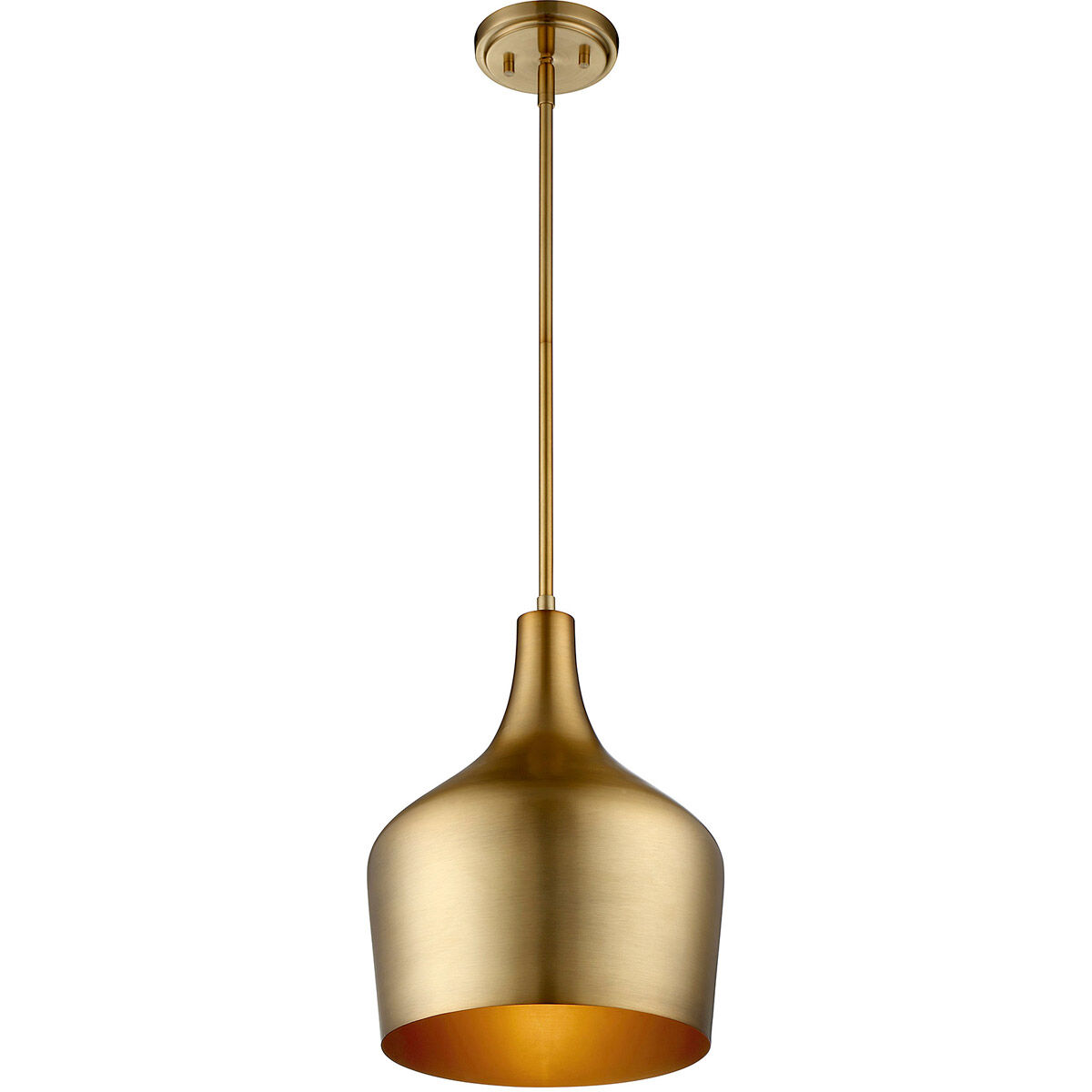 Modern 1 Light 10.5 inch Natural Brass Pendant Ceiling Light