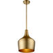 Modern 1 Light 10.5 inch Natural Brass Pendant Ceiling Light