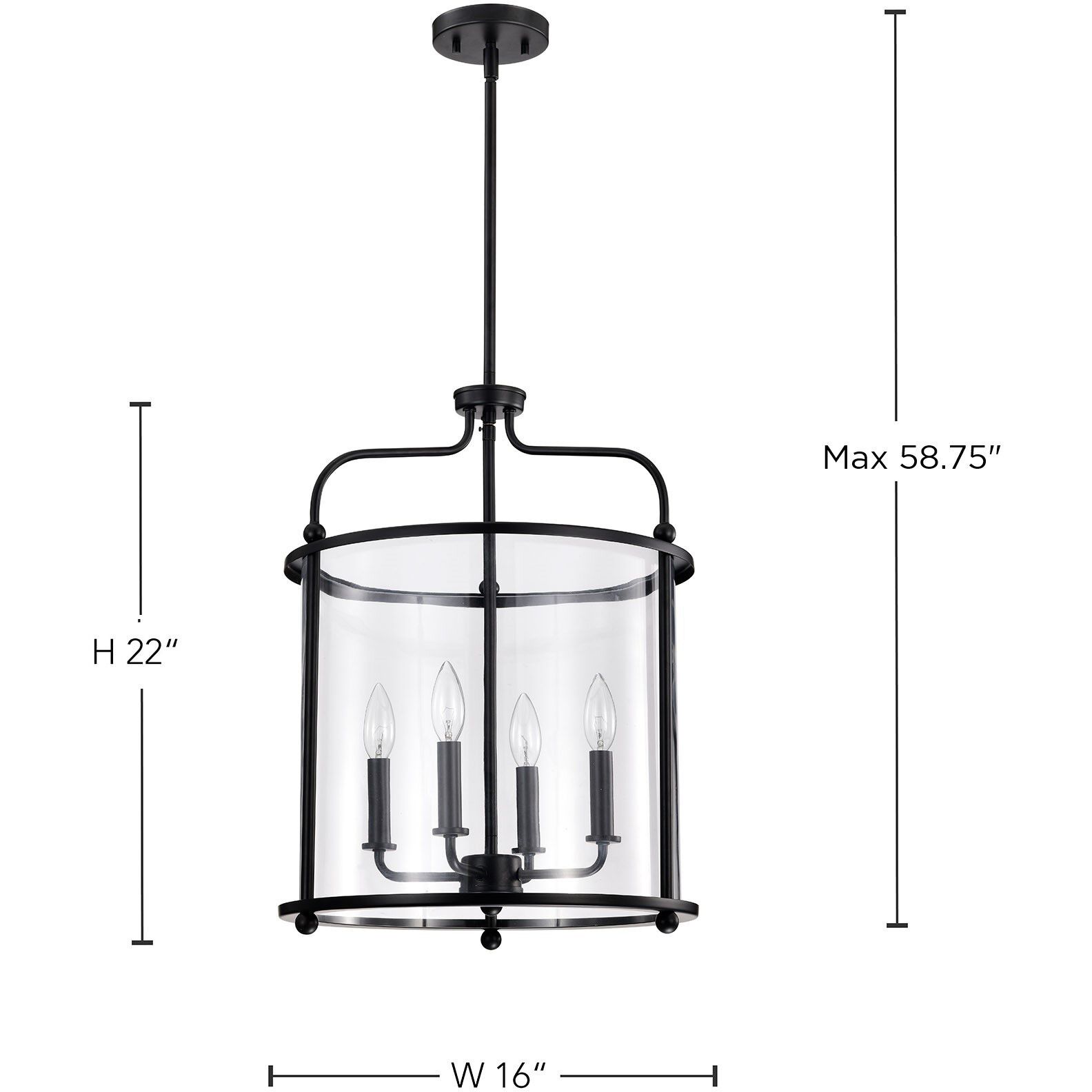 Yorktown 4 Light 16 inch Matte Black Pendant Ceiling Light