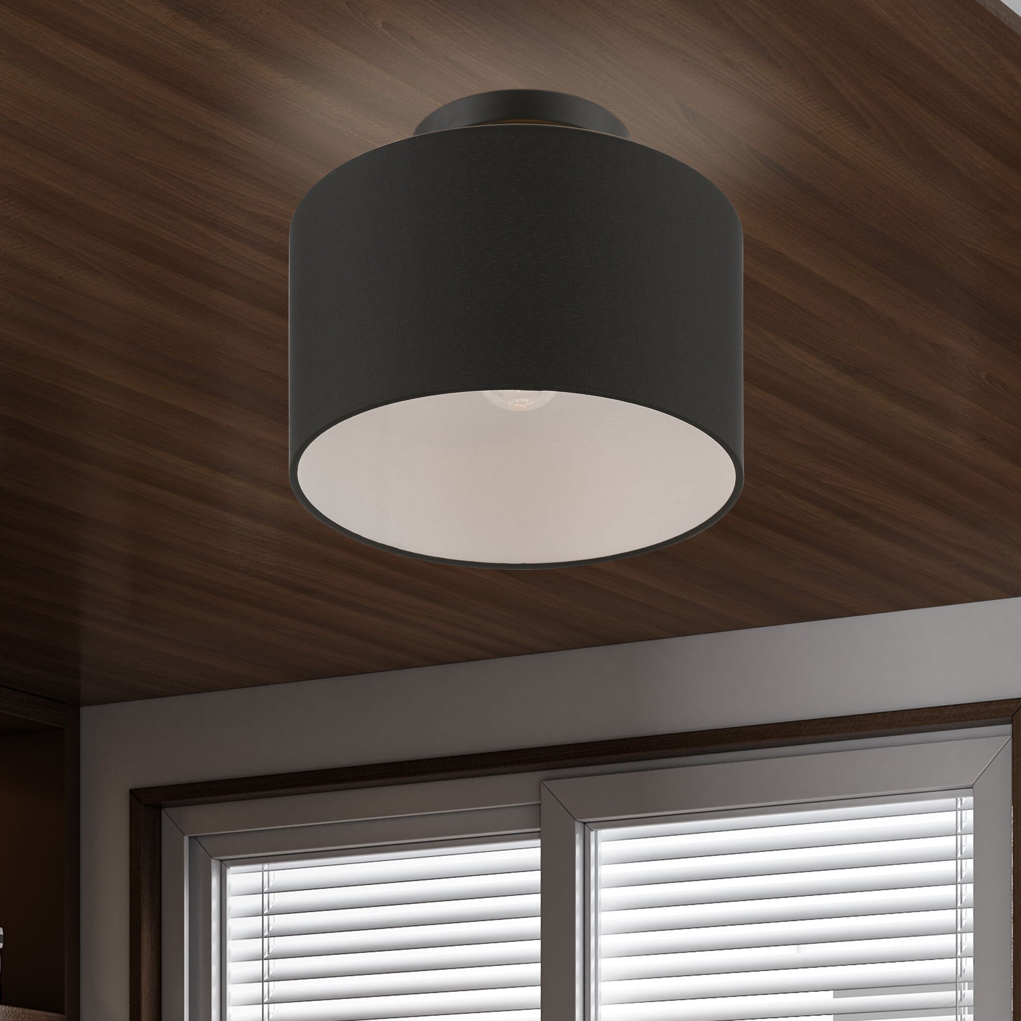 Bainbridge 1 Light 10 inch Black Small Semi-Flush Ceiling Light, Small